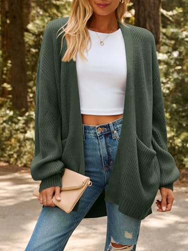 Image of LILLUSORY Womens Oversized Cardigans Soft Knit Cardigan Sweater with Pockets