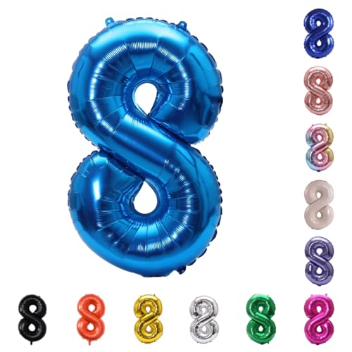 Image of YPSelected 32 Inch Large Foil Helium Number Balloon Birthday Wedding Party 0-9 (Blue, 8)