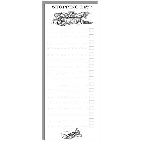 Shopping List Magnetic Memo Stick on Fridge Notepad. Food Basket Monochrome Design on a Magnetic Shopping List pad Diet Planner Kitchen Daily Planning Tool 50 Tear Off Pages Cover