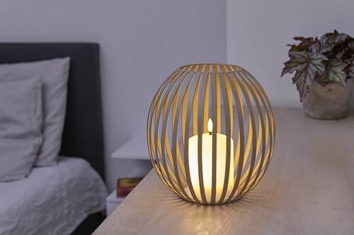 Northpoint LED Kerzenlaterne Windlicht für Innen und Außen batteriebetrieben warmweißes Licht mit Timer Kerzenschein Flackereffekt Beige
