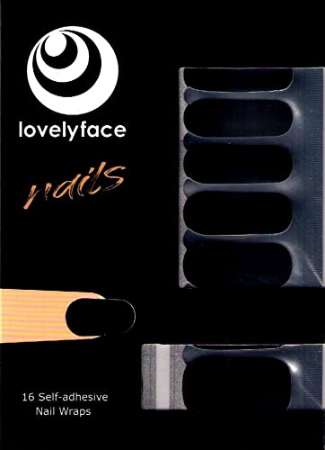 Einfarbig Lovelyface Nail Wraps, Nagelaufkleber, Nagellackstreifen- Nagellack zum Aufkleben- Nagelsticker - 16 dünne selbstklebende langanhaltende Nagelfolien - Non Toxic (Black Velvet) Cover