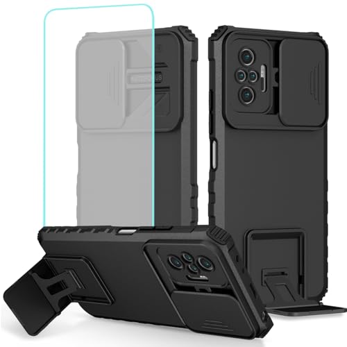 Coque Redmi Note 10 Pro Max béquille intégrée et film protecteur d'écran noir