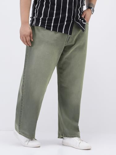 Image of Urbano Plus Men's Loose Baggy Fit Heavy Washed Jeans Non-Stretchable