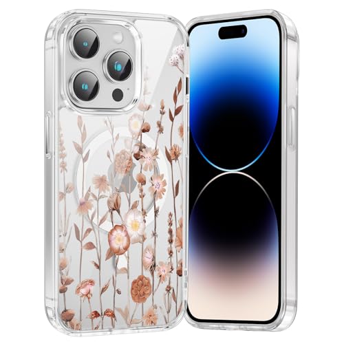 Xylota Magnetic Cover for iPhone 15 Pro 6.1 Inches, Aesthetic Flower Designs Women Girl Case Compatible with MagSafe, Transparent Soft Silicone TPU Shockproof Anti-Scratch Protective Cover, 09 Xylota Magnetic Cover for iPhone 15 Pro 6.1 Inches, Aesthetic Flower Designs Women Girl Case Compatible with MagSafe, Transparent Soft Silicone TPU Shockproof Anti-Scratch Protective Cover, 09