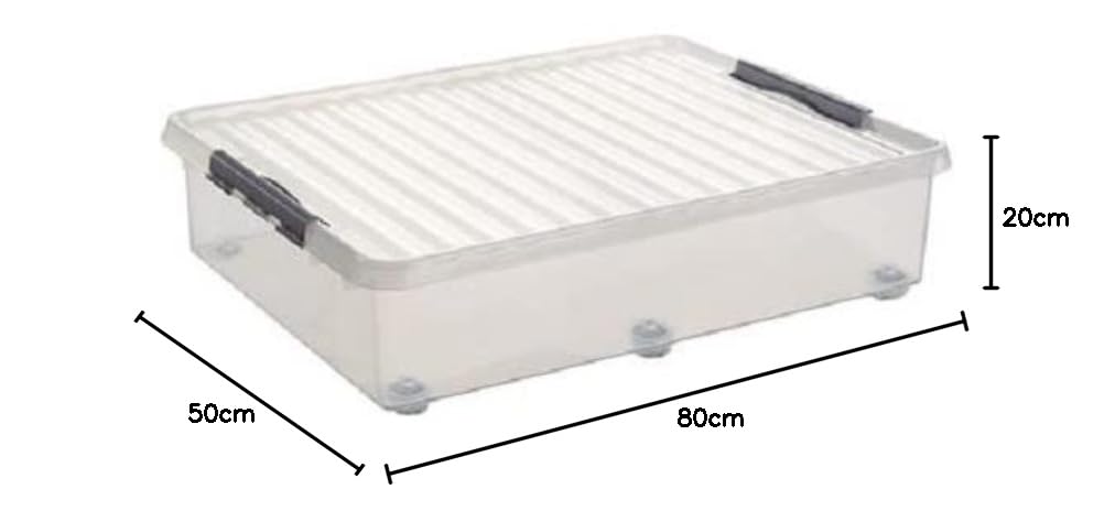 Sunware 2 sztuki Q-line Rollerbox 60 litrów – 80 x 50 x 20 cm – przezroczysty/szary