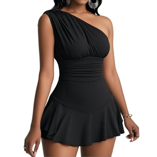 MGGMOKAY Women's One-Piece Swim Dress with Tummy Control Slimming Summer Beach Swimsuit