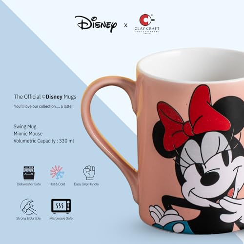 Image of Clay Craft - Official Disney Mugs : Minnie Mouse Red Bow Print, Fine Ceramic Coffee Mug, 360 Ml |Cartoon Character Gift Mug for Kids & Adults | Microwave & Dishwasher Safe