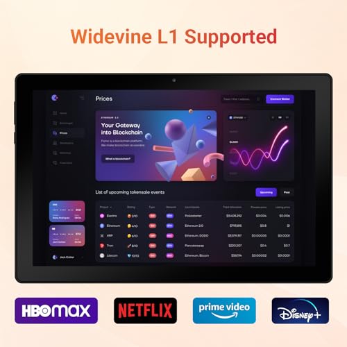 Image of Gleeso Tablet, 2026 10 Inch Android 16 Tablet, 24GB+64GB+1TB TF, 6000mAh Battery, Fast Charging, HD Display, Widevine L1, Dual Camera, Face ID, Split Screen, Light, Portable