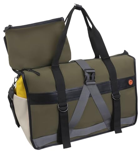 Joan & David 20 Inch Sport Nylon Weekender Travel Duffle Bag with Mesh Organizer Pockets (Olive/Multi)