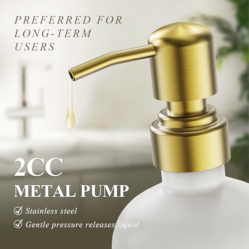 Image of Cisily Kitchen Soap Dispenser Set Comes with Ceramics Sponge Holder, Gold Pumps, and Instant Dry Tray, Hand and Dish Soap Dispenser Set (5, Gold + White + Brush Holder + Sponge Holder)