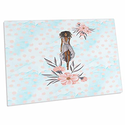 3dRose Trendy Fashion Girl Watercolor Flower Desk Pad miniatura 1