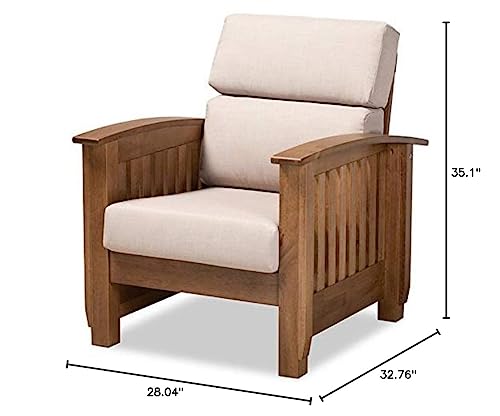 Sillón moderno tapizado en tela taupe miniatura 2