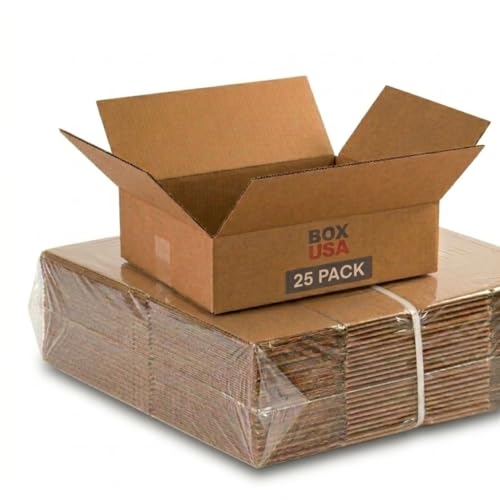 BOX USA Shipping Boxes Medium 12'L x 9'W x 4'H 25-Pack - Corrugated Cardboard Box for Moving, Mailing, Packing, Packaging and Storage