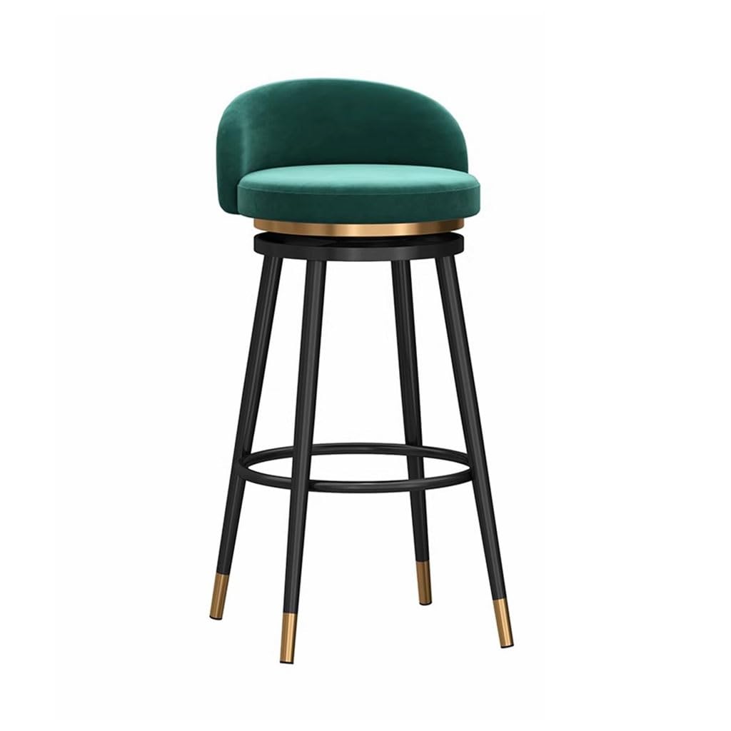Sgabello da bar girevole moderno in velluto - Altezza regolabile con poggiapiedi, gambe in ferro per cucina, bancone per la colazione, banco cassa e salone di bellezza