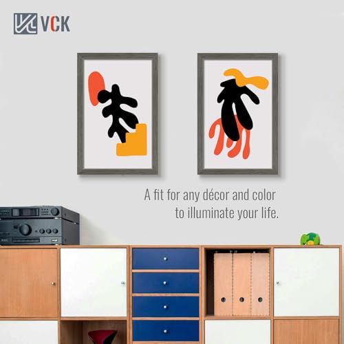 Image of VCK 14x22 Frames 3 Pack, Gray Grey Poster Frame MDF Wood with Polished Plexiglass, Wall Mounting Horizontal & Vertical Display