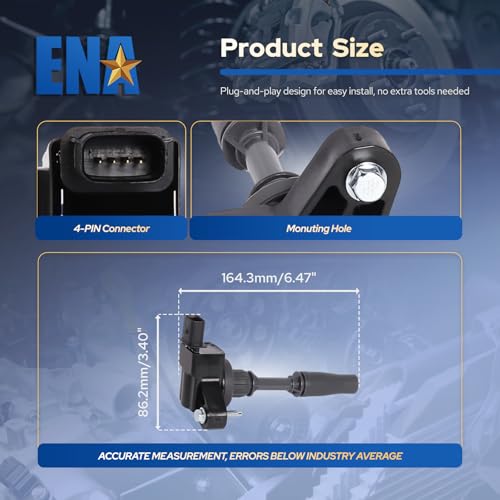 Image of ENA Ignition Coil Pack UF680 Compatible with Chevy Malibu 2.0L 2013-2022, Impala 2.5L 2014-2019, Buick Regal 2.0L 2014-2017, Cadillac ATS 2.0L 2013-2019, CTS 2014-2019 2.0L Set of 4
