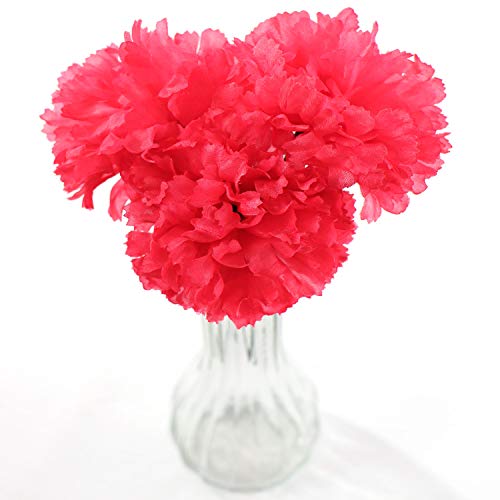 Larksilk Fuchsia Silk Carnation Picks, Artificial Flowers For Weddings, Decorations, Diy Decor, 100 Count Bulk, 3.5" Carnation Heads With 5" Stems #TOP5