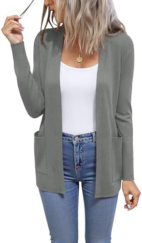 CZYINXIAN Women's Casual Long Sleeve Open Front Cardigan Sweaters Trendy Knit Lightweight Cardigans with Pockets