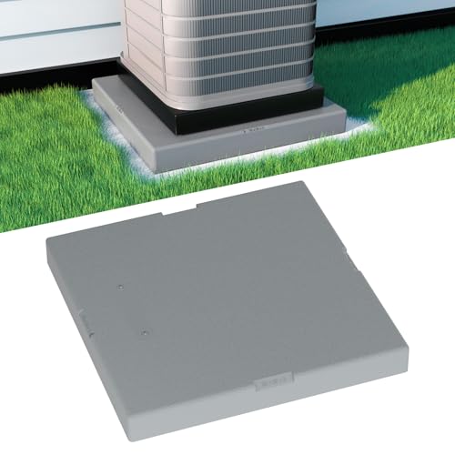 Image of Mini Split Pad for Condenser: Ground Base for Air Conditioner Outdoor Condenser Units, Plastic Equipment Pad for Ductless Minisplit Heat Pump Systems HAVC, Gray, 32'' x 32'' x 3''