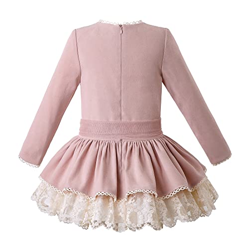 Pettigirl Girl Vintage Winter Pink Ruffle Lace Casual Clothes Toddler Lovely Wedding Birthday Boutique Dresses2