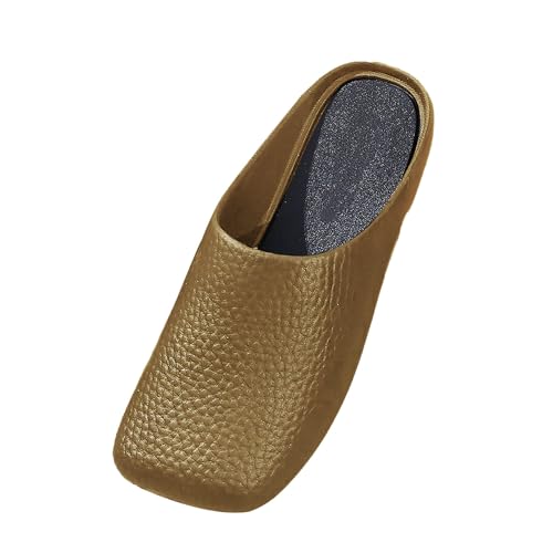 Sandalias planas para mujer, sandalias sin cordones, con puntera cerrada, ligeras, antideslizantes, cómodas, de ajuste ancho, zapatos elegantes de verano para exteriores, beige, 36 EU Sandalias planas para mujer, sandalias sin cordones, con puntera cerrada, ligeras, antideslizantes, cómodas, de ajuste ancho, zapatos elegantes de verano para exteriores, beige, 36 EU
