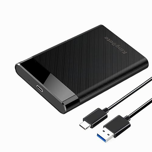 KingData SSD HDD Hard Drive Enclosure 2.5" inch SATA III USB 3.1 6Gbps Caddy Case External Reader Laptop Fast Data Trasfer UASP Cable Included Tool-Free LED Indicator Black