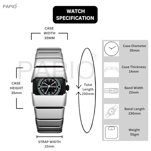 Image of PAPIO Stylish Rectangle Dial Analogue Watch | Premium Plastic Strap | Fashion Unisex Wrist Watch for Men, Boys, Women