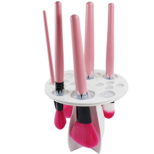 Joly Makeup Brush Holder Air Drying Rack for Brushes Cosmetic Tool (White & Round)
