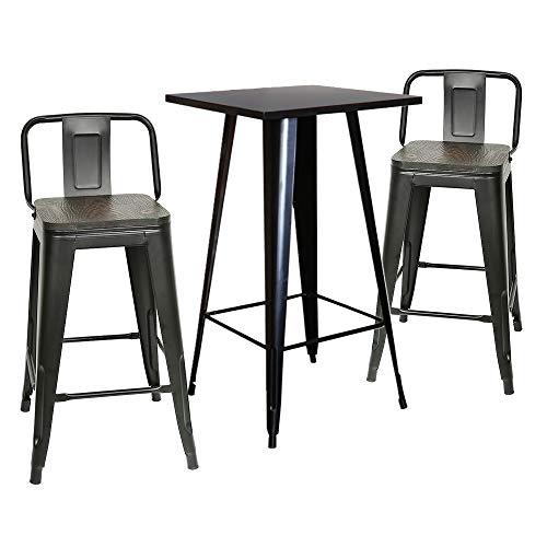 Table de Bar Bois (MDF) métal Mange Debout Fer Design Industriel Haute Bistro,pour Maison Pub Bistro, Cocktail à Manger pour Cuisine Restaurant Patio, 60 *...