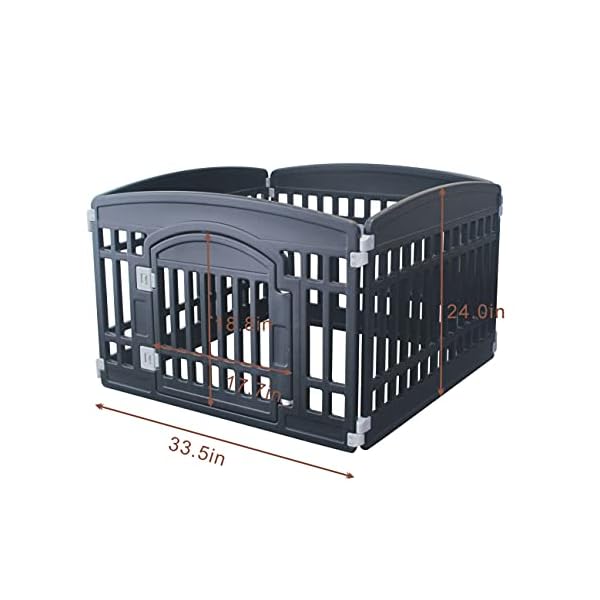 Pet-Playpen-Foldable-Gate-for-Dogs-Heavy-Plastic-Puppy-Exercise-Pen-with-Door-Portable-Indoor-Outdoor-Small-Pets-Fence-Puppies-Folding-Cage-6-Panels-Medium-Animals-House-Supplies Heavy Plastic Puppy Exercise Pen with Door