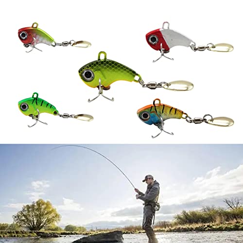 5 Piezas Señuelos de Pesca Spinning 5g/7g/10g/14g/20g Jig Spinner Set Chatterbait Cebo Artificial Crankbait Cebo de Pesca Señuelos Cebo de Pesca 3D para Bass Trucha Crappie Cover