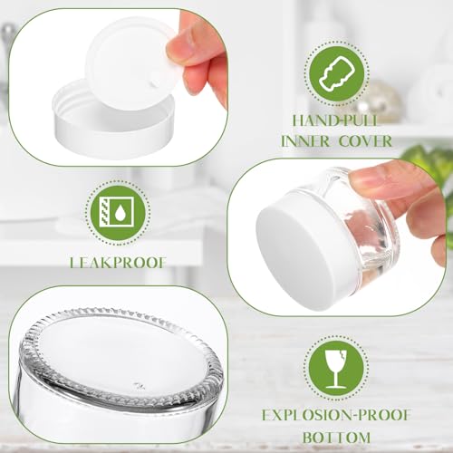 Image of Layhit 60 Pcs 2 oz Glass Jars with Lids Airtight Jars Bulk,Clear | Empty, Airtight, Leakproof, Reusable, Small Jar with Blank Labels & Liners Lids, Travel Jars for Cream, Lotions, Candle
