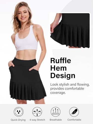 M MOTEEPI 19" Golf Skirts for Women Knee Length Ruffle Hem Skirt Tennis Skirt Athletic Skort for Workout Running4