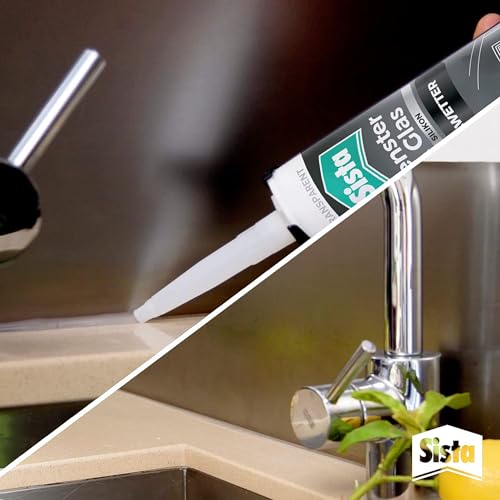 Sista Pattex Fenster & Glas Silikon, Dichtmasse für Glasversiegelungen, Fensterdichtung für innen & außen, Fugenmasse für viele Materialien*, 1x280ml Kartusche, transparent
