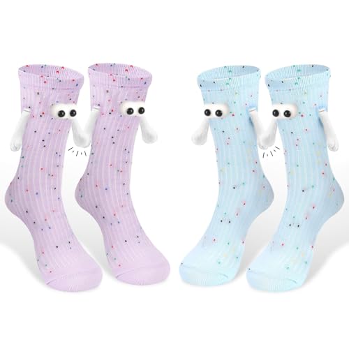 Zernblend 2 Pares de Calcetines Coloridos con Manos Magnéticas