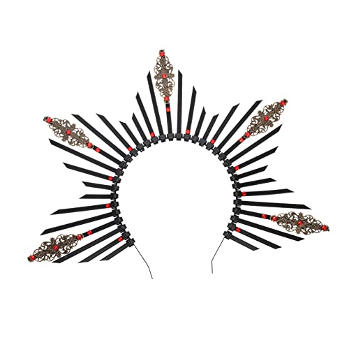 POPETPOP ハローヘッドバンド レトロヘアクラウン サンレイズデザイン 軽量 コンパクト 女神風ヘッド パーティー ウェディング ミスコンテスト用 レディース向けヘアアクセサリー