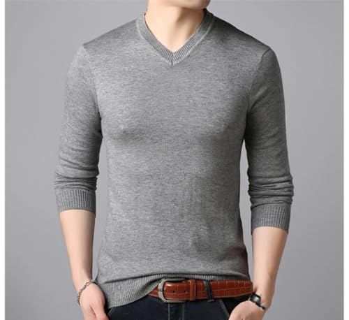 Men’s Wool Blend Sweater V-Neck Pullover Slim Fit Soft Knit Lightweight Fashion Top2