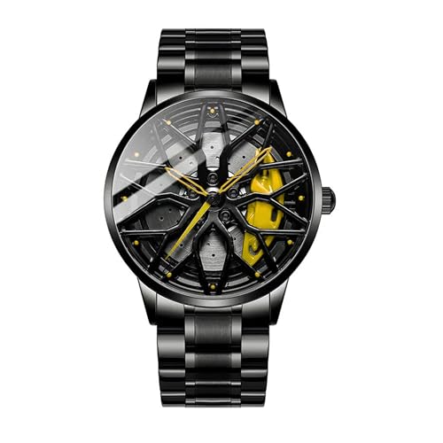 Image of Branded Men's Sport Quartz Watch Car Wheel Multicolour Dial Wheel Dial 360 Rotating Casual Fashion Stainless Steel Alloy Mens &Boy's Luxury Metal Gift Creative Watch