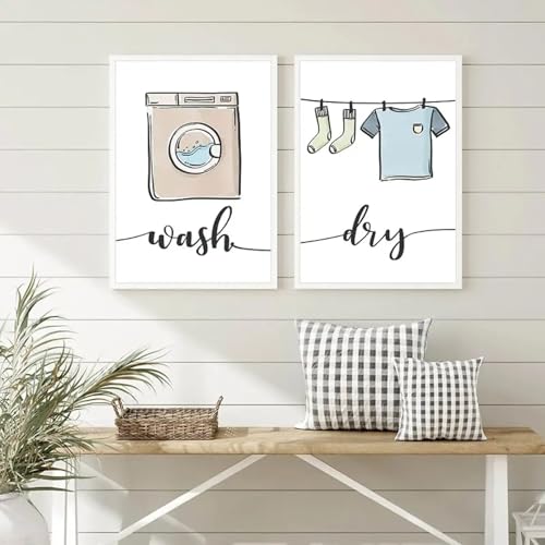 Impression sur toile lavable et durable pour décoration de buanderie