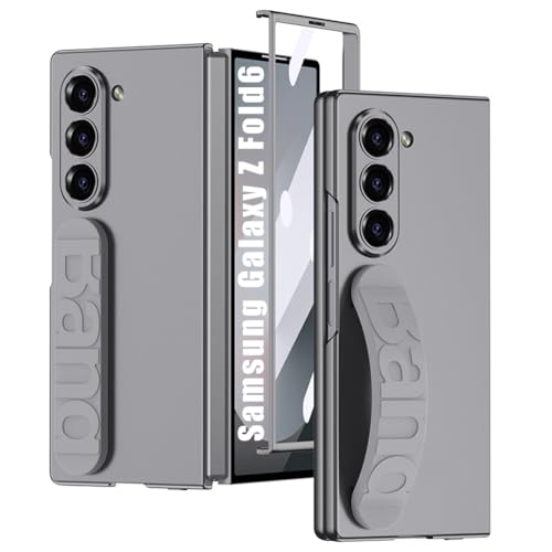 Étui avec dragonne pour Galaxy Z Fold6 gris rigide antichoc