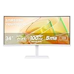 SAMSUNG 34” ViewFinity S6 S65TC Series Ultra WQHD White Curved Monitor, 100Hz, Ergonomic Design, Intelligent Eye Care- (LS34C650TANXGO) [Canada Version]