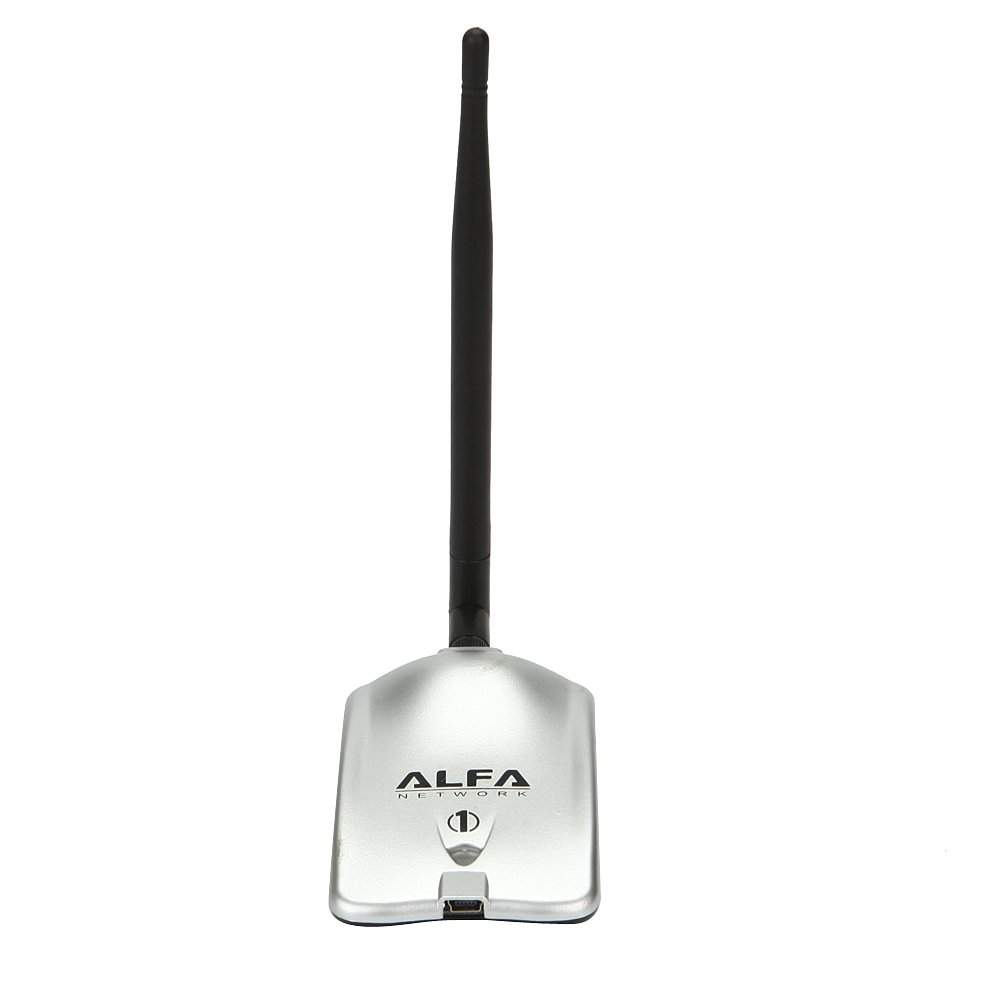 2000mW 2W 802.11 G/N High-Gain USB Wireless Long-Rang WiFi Network Adapter with Original Alfa Screw On Swivel 9dBi Rubber Antenna and Suction Cup Window Mount Dock