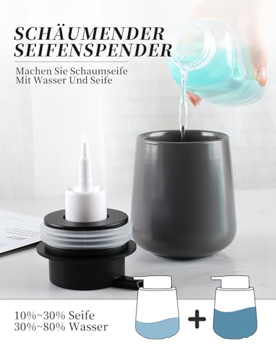 Schaumseifenspender Umlaca Keramik Grau 350ml nachfüllbar