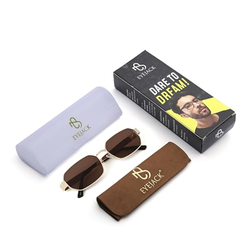 Image of EYEJACK by Voyage UV Protected Black Rectangle Sunglasses for Men & Women