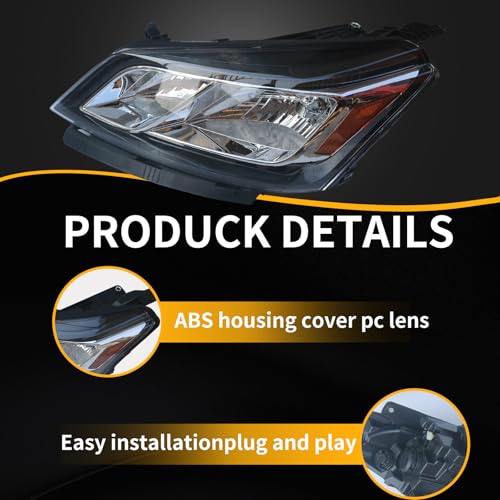 Pair Halogen Headlight Assembly Compatible with 2013 2014 2015 2016 2017 Chevy Traverse, Driver Passenger Left+Right Front Headlamps with Bulbs, Replace 84262931 84262932 GM2502375 GM2503375 - Image 3