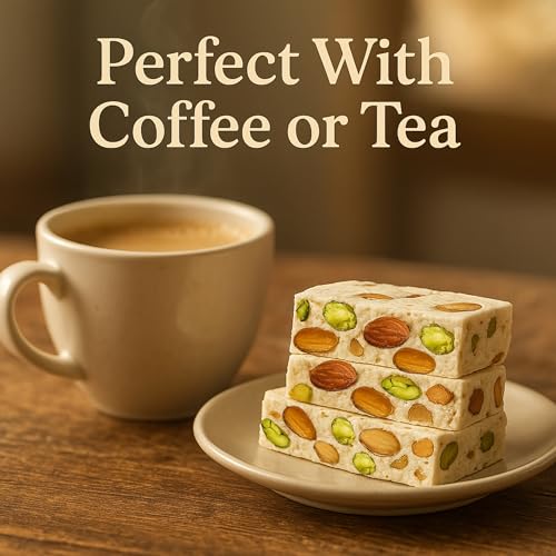Andy Anand Chocolatier Nougat Candy With Nuts - Gluten Free Mixed Nut Soft Brittle, Made with Wildflower Honey & almonds, Made in Europe Torrone Italian Candy With No Preservatives (7 Oz)