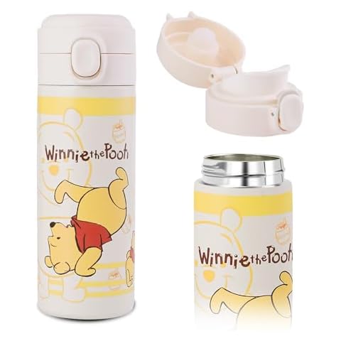 CNEISEJK Cartoon Pooh Water Bottle, 14.2oz Pooh Bear Cartoon Vacuum Insulated Stainless Steel Cup Thermoses with Locking Cover Leak-Proof Design (WB-weini 2403), 420ML Cover