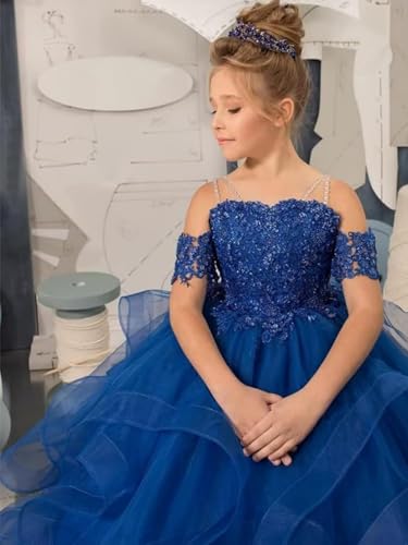 Flower Girl Dresses for Wedding Lace Off Shoulder Pageant Dress Tulle Ball Gown3