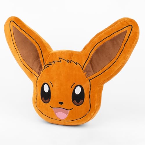 Image of Mirada Brown Pokemon Eevee Face Soft Toy - Officially Licensed - Soft & Cozy Plush Pillow - Ideal Gift for Kids, Boys & Girls - 35cm