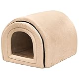 PetStyle 犬 猫 ベッド ドームハウス マット ペットベッド 冬用 折りたたみ ペット マット 洗える 猫ハウス 犬ハウス 室内 冬 ふわふわ 暖か おしゃれ ドーム型 ペットハウス Lサイズ (秋冬/クリーム)